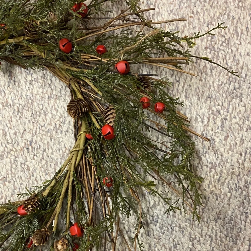 Festive Green and Red Holiday Wreath